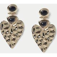 Textured Heart Black Detail Earrings