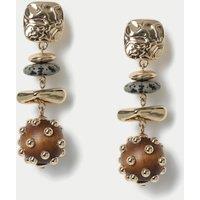 Mixed Material Drop Earrings