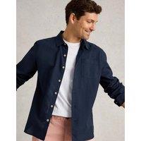 White Stuff Regular Fit Cotton Linen Blend Shirt Navy