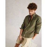 White Stuff Regular Fit Cotton Linen Blend Shirt Green