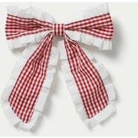 M&S Back To School Gingham Trim Bow Red