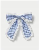 Back To School Gingham Trim Bow