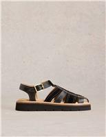 Leather Buckle Ankle Strap Flat Sandals