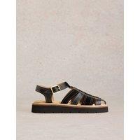 Leather Buckle Ankle Strap Flat Sandals