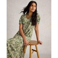 Cotton Blend Printed Midi Jersey Tea Dress