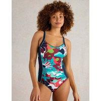 White Stuff Floral Scoop Neck Swimsuit Navy Mix
