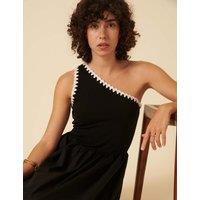 Cotton Rich One Shoulder Midaxi Waisted Dress