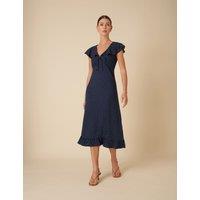 Polka Dot V-Neck Midi Tea Dress