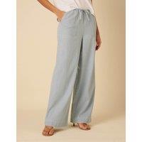 Pure Cotton Denim Drawstring Wide Leg Trousers