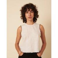 Linen Rich Scallop Split Back Vest