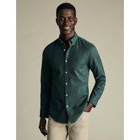 Charles Tyrwhitt Slim Fit Pure Cotton Stretch Oxford Shirt Dark Green