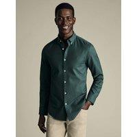 Charles Tyrwhitt Slim Fit Pure Cotton Stretch Oxford Shirt Dark Green