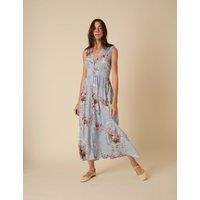 Lyocell Rich Floral Midaxi Waisted Dress