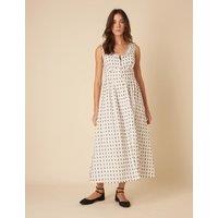 Pure Cotton Printed Scoop Neck Waisted Dress