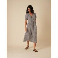 Cotton Rich Gingham Midi Tiered Tea Dress