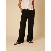 Linen Rich Relaxed Wide Leg Trousers