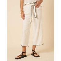 Linen Rich Cropped Wide Leg Trousers