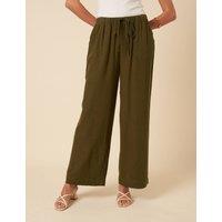 Linen Rich Relaxed Wide Leg Trousers