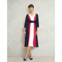 Colour Block V-Neck Midi Skater Dress