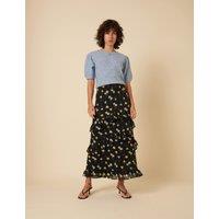 Floral Ruffle Maxi Tiered Skirt