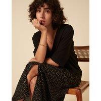 Floral Split Front Midi A-Line Skirt
