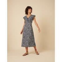 Paisley V-Neck Frill Sleeve Midaxi Tea Dress