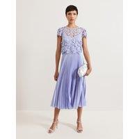 Lace Broderie Midi Skater Dress