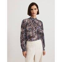 Printed Funnel Neck Popover Blouse