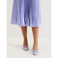 Leather Knot Block Heel Pointed Court Shoes