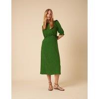 Pure Cotton Polka Dot Frill Detail Midi Tea Dress