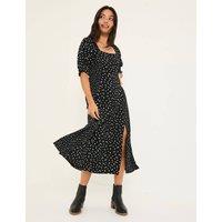 Polka Dot Square Neck Midi Skater Dress