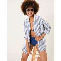 FatFace Cotton Rich Striped Beach Shirt White Mix