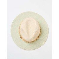 Straw Colour Block Fedora Hat