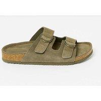 Suede Double Strap Buckle Flat Sandals