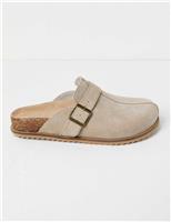 Suede Buckle Mule Slippers