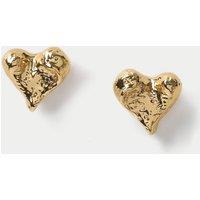 14ct Gold Plated Molten Heart Stud Earrings