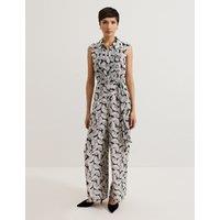 Printed Tie Detail Sleeveless Jumpsuit