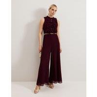 Frill Detail Sleeveless Wide Leg Jumpsuit