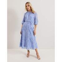 Floral Round Neck Midaxi Skater Dress