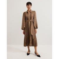 Geometric Collared Midi Shirt Dress