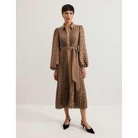 Geometric Collared Midi Shirt Dress