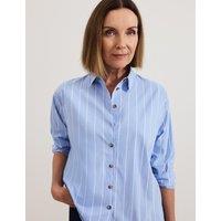 Cotton Blend Striped Collared Shirt
