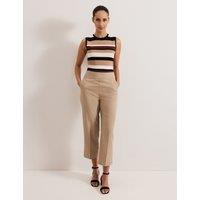 Lyocell Rich Straight Leg Cropped Trousers