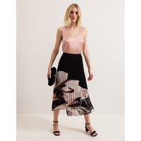 Floral Pleated Midi Skirt