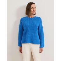 Cotton Rich Textured Round Neck Jumper