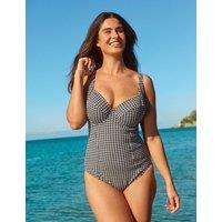 Panache Paloma Gingham Textured Wired Swimsuit Black Mix
