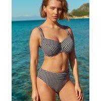 Panache Olivia Textured Gingham Wired Bikini Top Black Mix