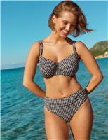 Gingham Textured Ruched Bikini Bottoms