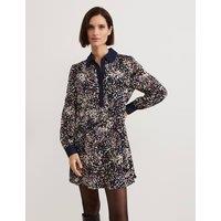 Printed Collared Mini Swing Dress