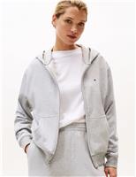 Tommy Hilfiger Essential Pure Cotton Zip Up Lounge Hoodie Grey